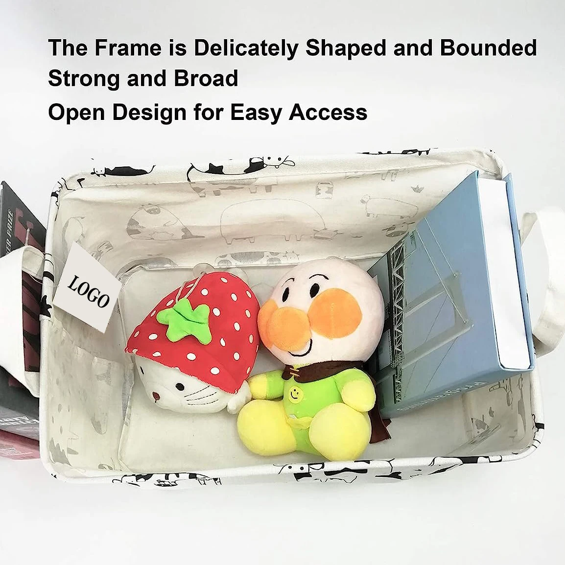 Storage Basket Nursery Hamper Canvas Laundry Foldable Basket with Waterproof PE Coating Office Bedroom Clothes Toys