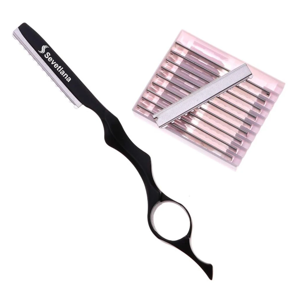 Professional Stainless Steel Black Razor Hair Styling Thinning Texturizing Cutting 10 Replacement Blades Beauty Personal Care