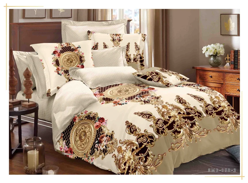 Fashion luxury bedding set bedroom furniture set machine washable bed sheet set queen and king size for bed