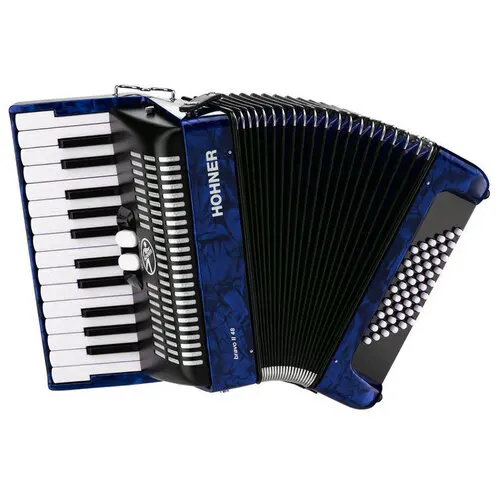 Купить прямой оригинальный новый Hohner Bravo III 72 аккордеон с синим мехом черный