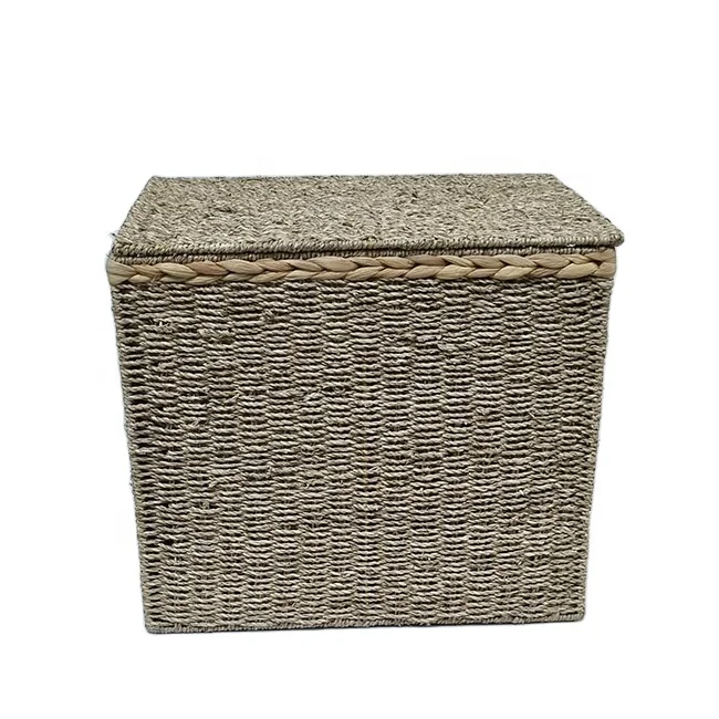 hotel office handicraft Wicker BSCI woven cheap home derco price factory whole sale rectangular natural seagrass laundry basket