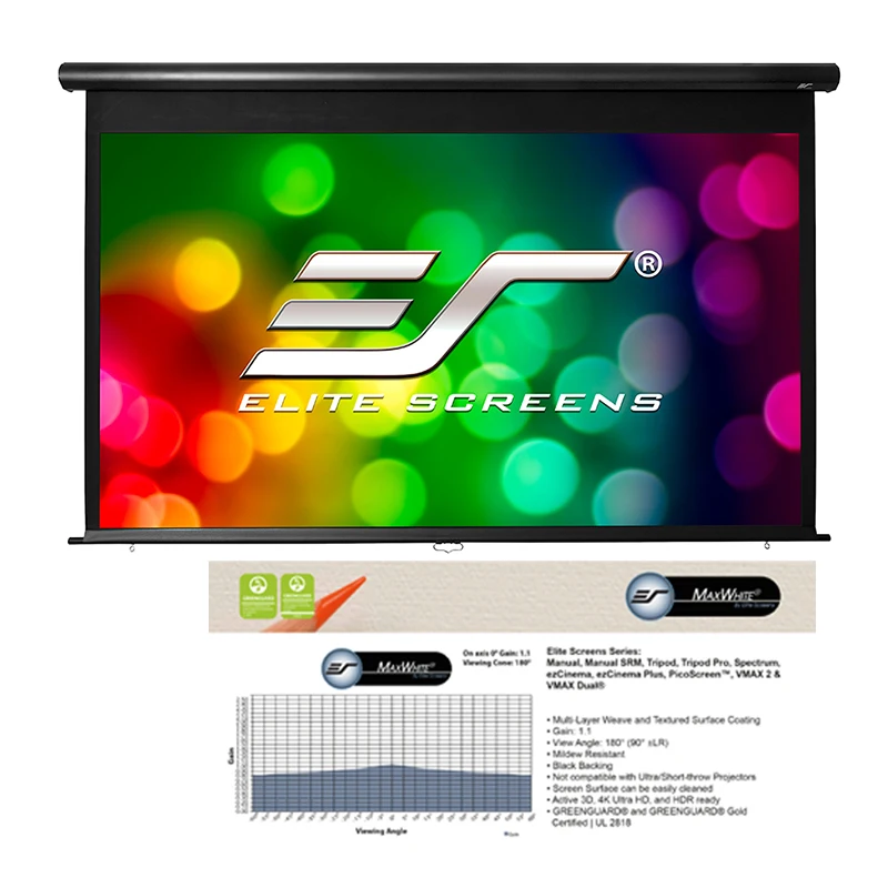 GREEN GUARD and GREENGUARD GOLD Certified for 100-inch 16:9,Manual Outdoor Projection Movie Screen