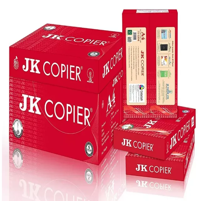 Wholesale JK A4 Size 500 Sheet Easy Copier Paper 80 Gsm manufacturer of best quality pure white A4 office paper