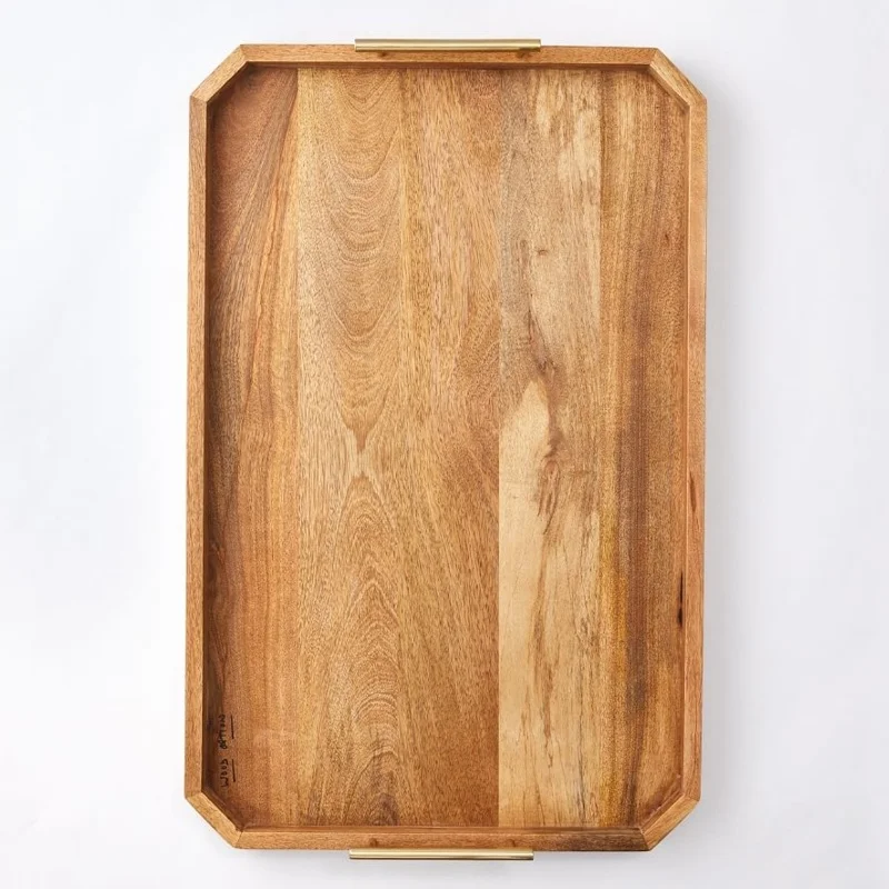 With Handle Wooden Tray Farmhouse Decor Food Drinks Fruit Serving Platters Storage For Hotels Restaurant