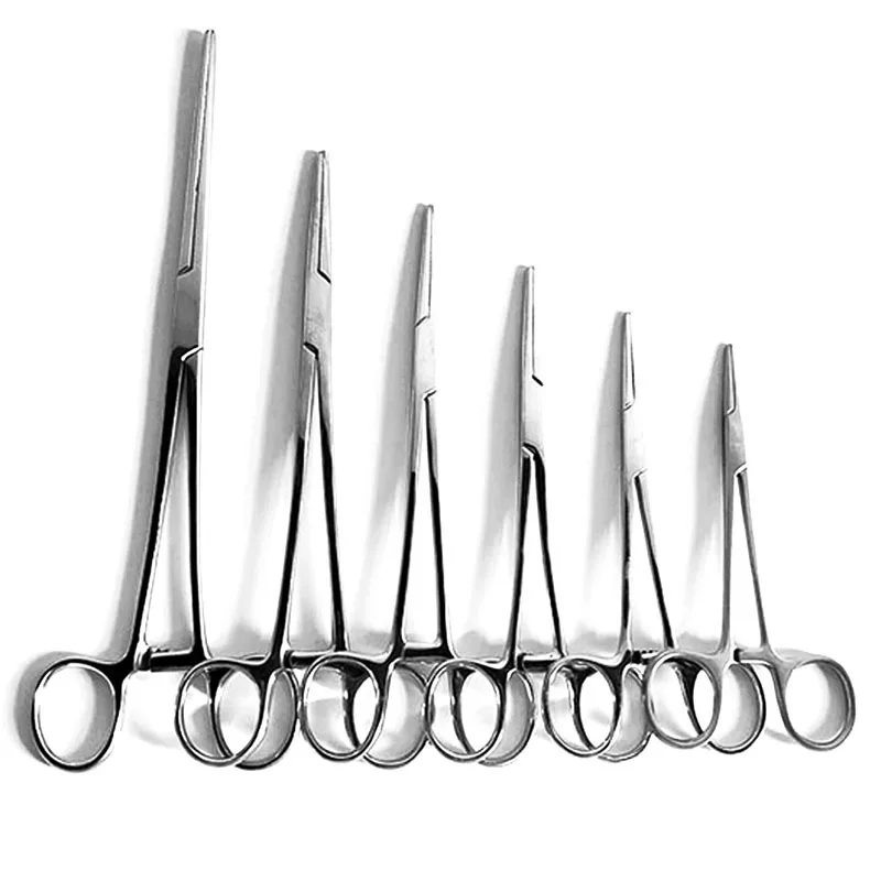 Straight Fishing Stainless Steel Elbow Lock Scissors Tweezers Hemostatic Forceps For Hair Towel Hold Instruments