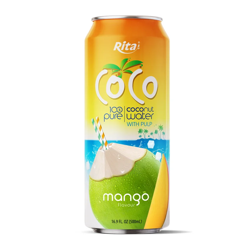 Vietnam New Product Coconut Water 500ML Can With Pullp In Blueberry Flavor