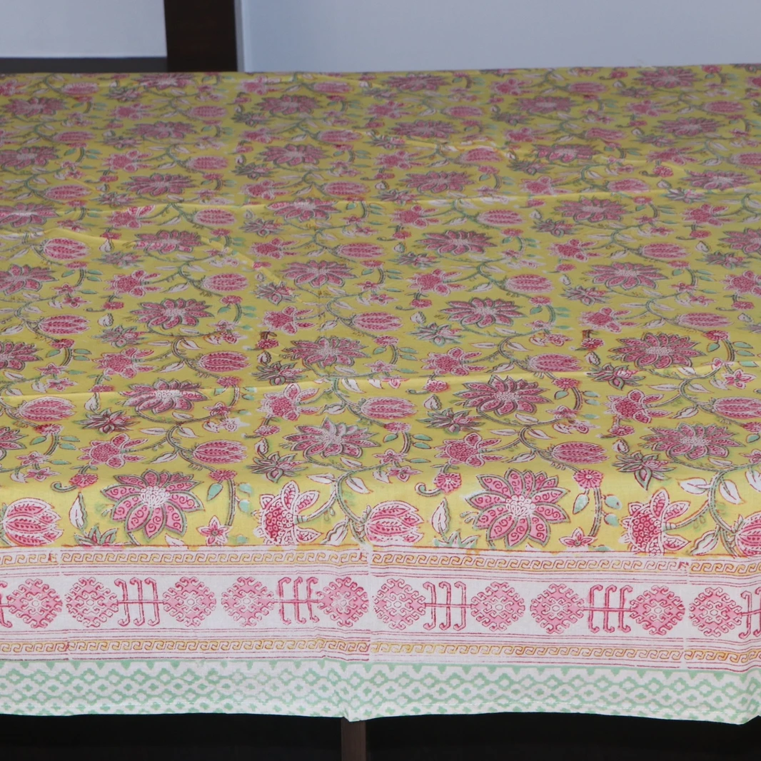 Indian Block Print tablecloth Floral Cotton Table Cover Table Cloth Runner Mats Napkins Set Blue Jaipur Tablecloth
