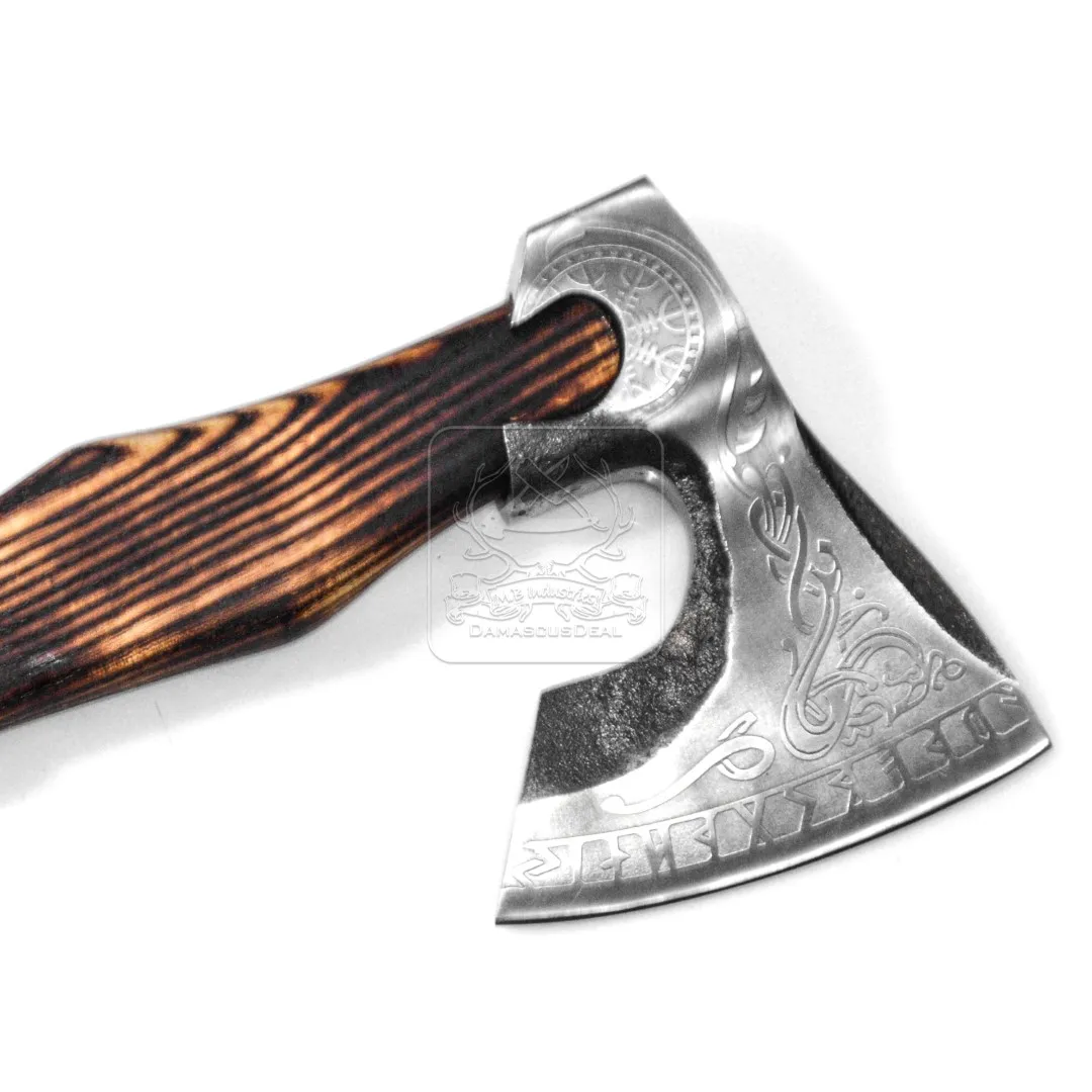 Viking Tomahawk Hatchet DD-VikingAxe-123 Hand Forged Axe Bearded Viking Axe Wholesale Top Quality Hand Made Axe Wooden Handle