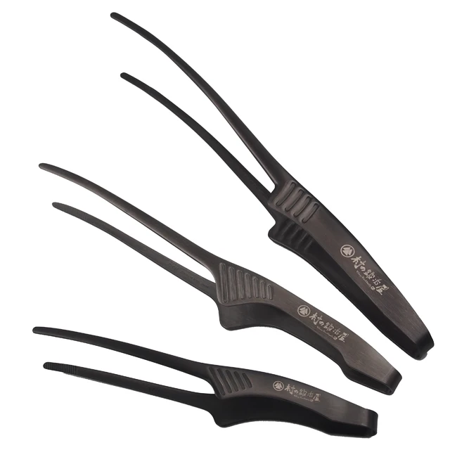 Stainless steel black tongs food tongs bbq tong Long / Regular / Short  Black oxide film Kitchen Cooking Tools Bbq
