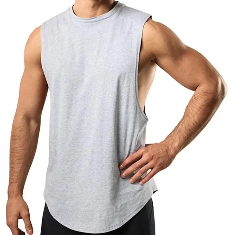 Wholesale Sleeveless Polyester Drop Armhole Tank Top Men Workout Gym Tank Top Men High quality and Breathable