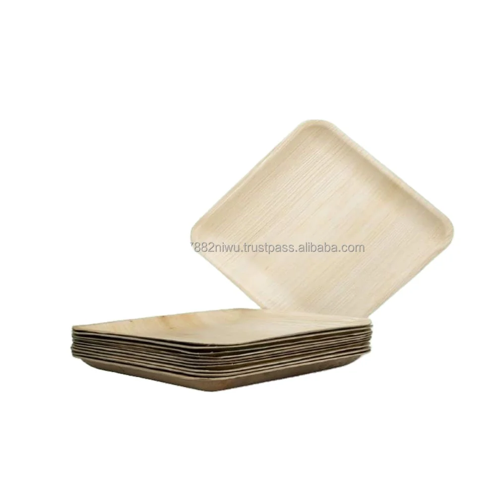 Natural Areca Palm Leaf Disposable Dinnerware Leaf Plates Match Spoon Knife Fork Napkin Cup Areca Palm Leaf Plates & Bowls