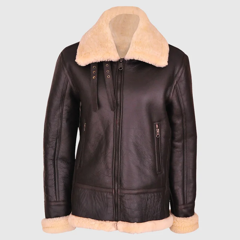 2023 B3 Bomber Genuine Shearling Coat Plus Size Real Natural Sheepskin Winter Thick Warm b3 bomber Leather Jacket