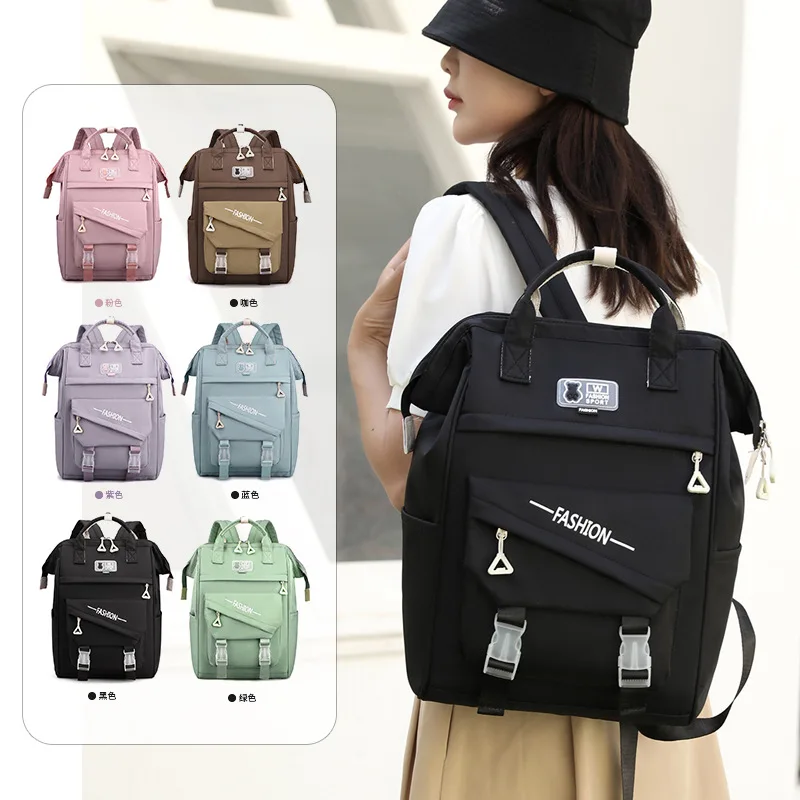 2023 new Japanese literary school bag female outdoor leisure backpack simple large capacity middle and high school students