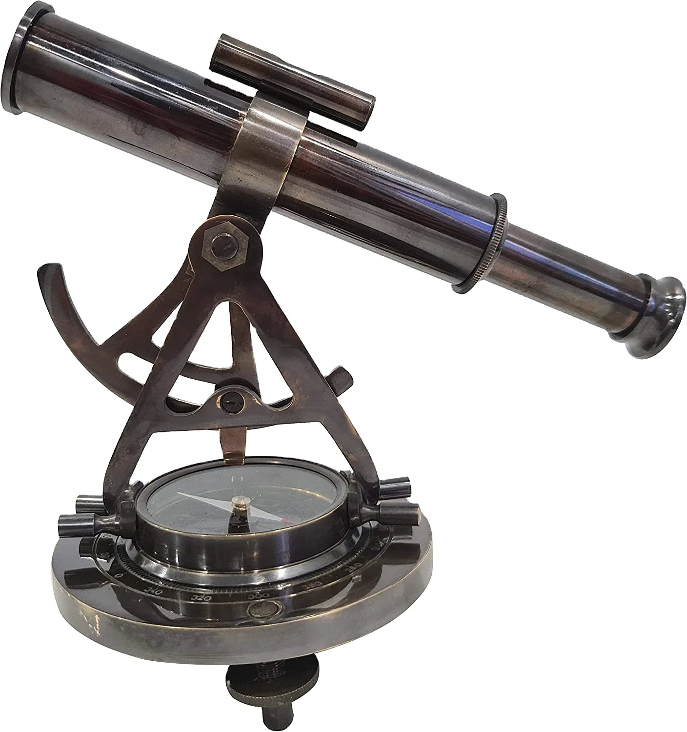 Alidade Telescope Brass Nautical Antique With Compass On Base Office/Home Decor binoculars antique vintage handmade gift