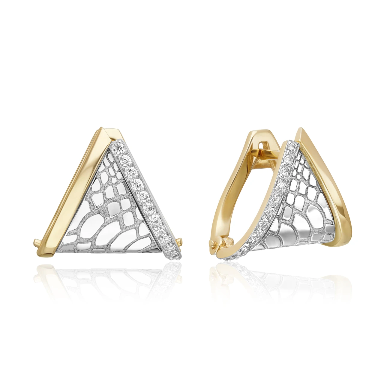 Fashion Trendy Earrings 14K Solid Rose Yellow White Gold Cubic Zirconia Emanel OEM ODM Custom Personalized 2022