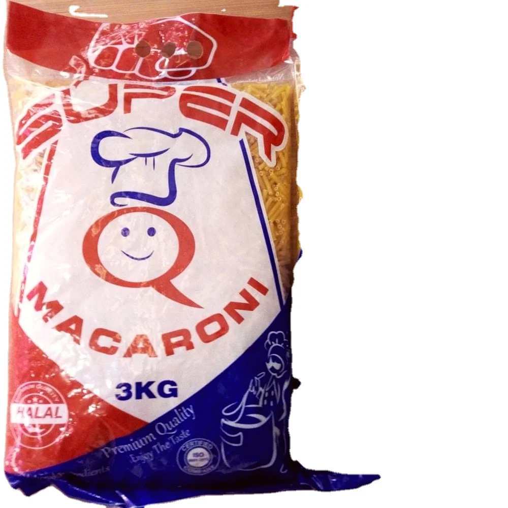 Super Q 3kg Halal Macaroni Pasta Direct from Egypt Wholesome Dried Spaghetti Vermicelli Long Pattern Cooked Style Bag Packaging