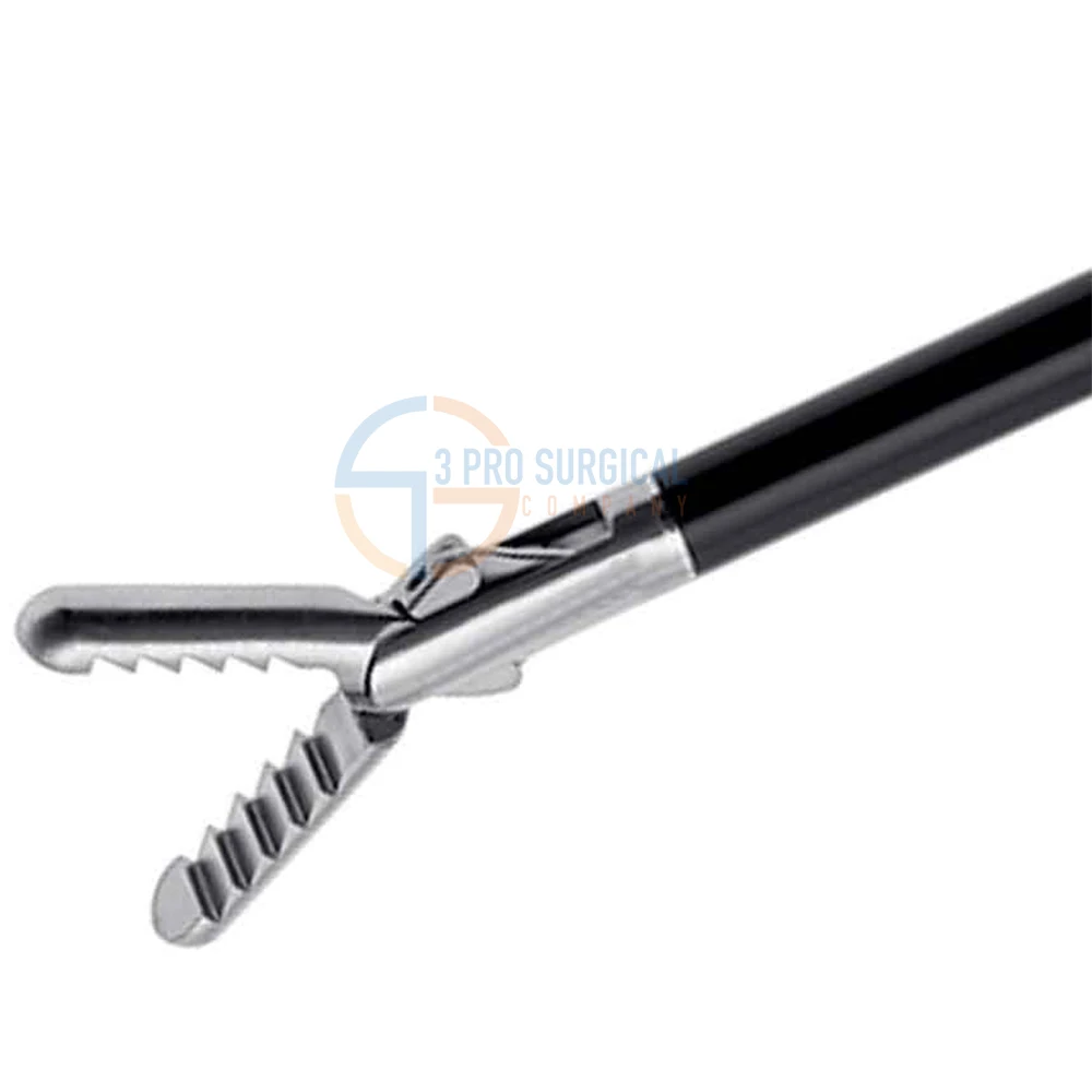 3PRO Fenestrated Grasper Fixation forceps 40mm Double Action Jaws slightly flat jaws 5mm x 45cm