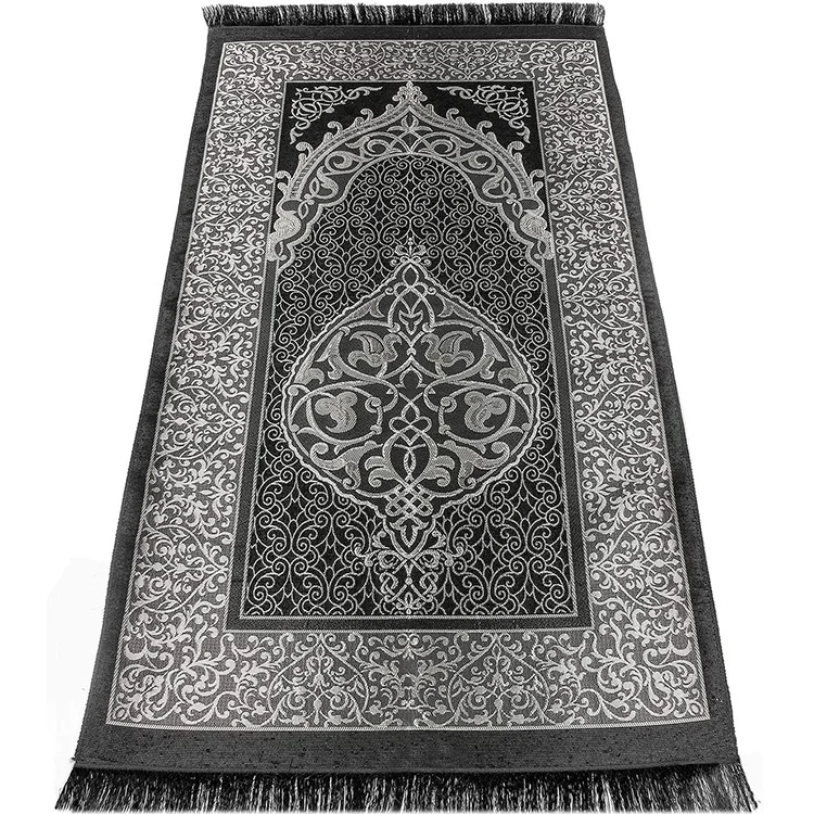 Premium Islamic Muslim Prayer Rug Customized 3D round Design for Home Use Black Bedroom Rug Custom Made
