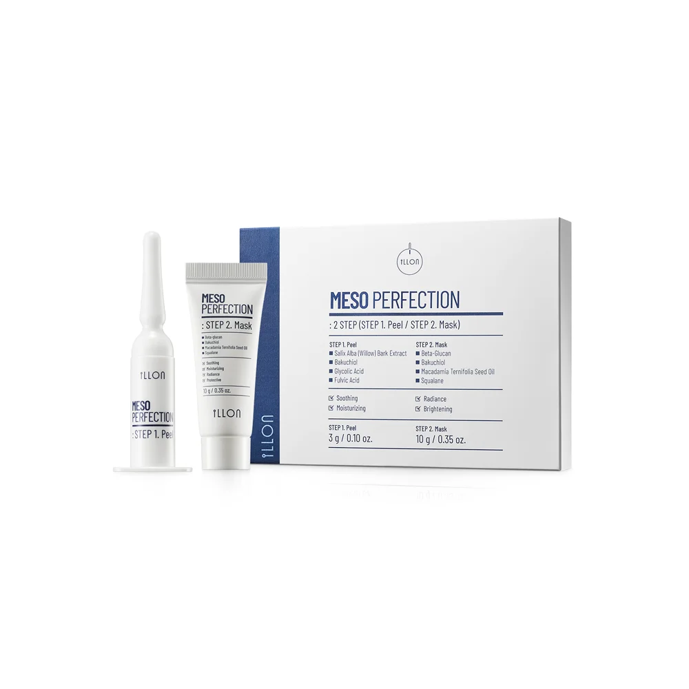iLLON Meso Perfection 2 step Peeling Fluid Moisturizing Soothing Radiance Brightening Retinol Bakuchiol AHA+BHA PHA Skin barrier