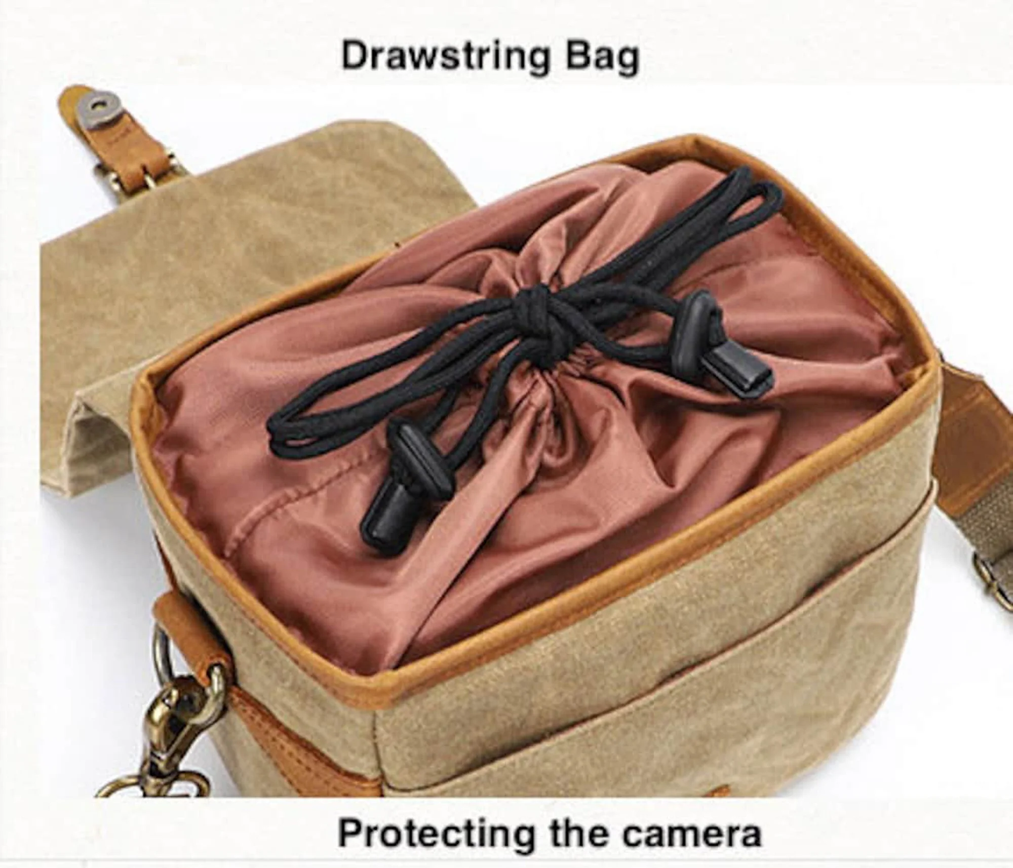 Dslr Camera Protect Case Genuine Leather With Canvas Shoulder Camera Bag High-capacity Storage Eva Case For Camera Protective Ba