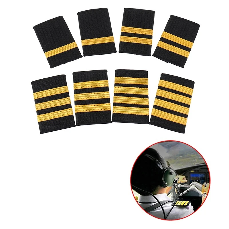 1 Pair Epaulettes Professional Uniform Epaulets Gold Stripe Shoulder Badges OEM in epaulettes for crew uniform