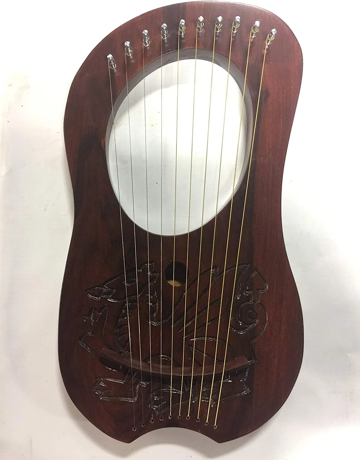 Ручная работа гравировка Lyre Harp 10 струн палисандр музыкальных инструмент резной цветок