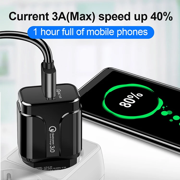 QC3.0 Quick Charge 18W  Mobile Phone Chargers Power Supplies Portable QC 18W Fast Charger Adapter