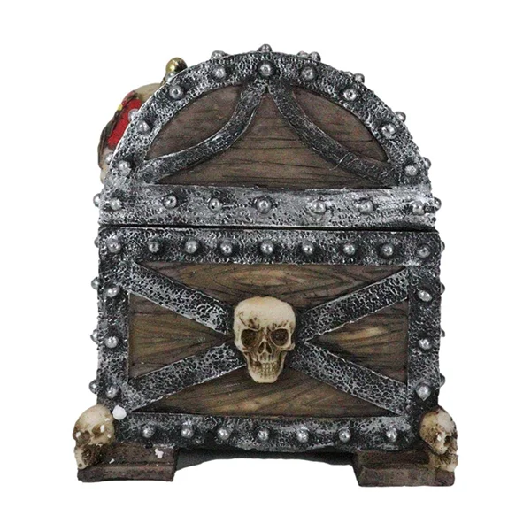 Custom Skull and Swords Pirate Treasure Chest Trinket Box Pirate Marauder Skull Jewelry Box Resin Skull Storage Box