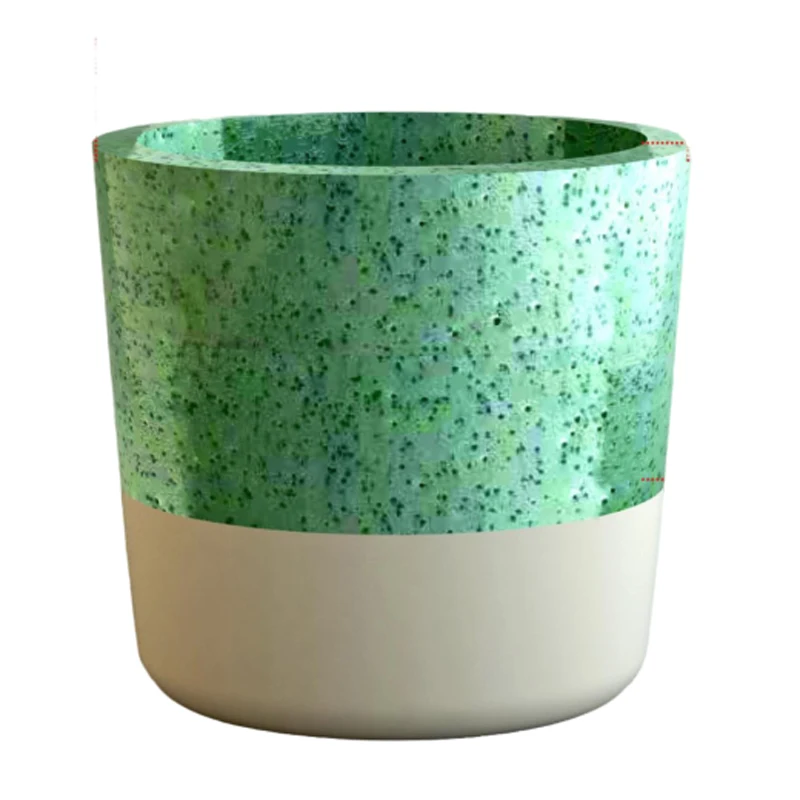Modern Circular Planter Indoor Succulent Planter Metal Planter Dotted Green & White Colour Unique Luxury Look for Home & Garden