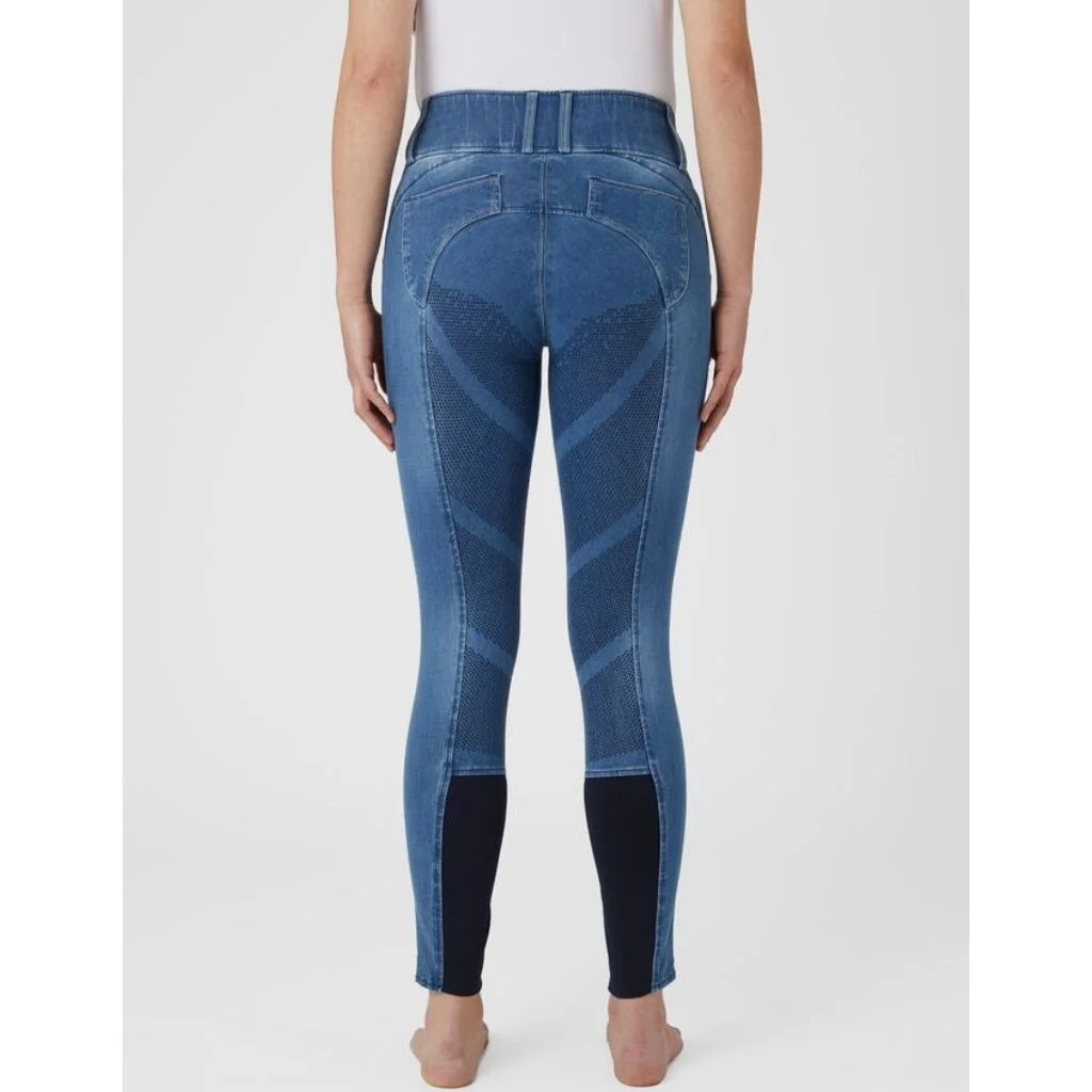 High Performance Four Way Stretch Denim Horse Riding Equestrian Sports Women Full Anti Slip Silicone Grip Breeches Horseback