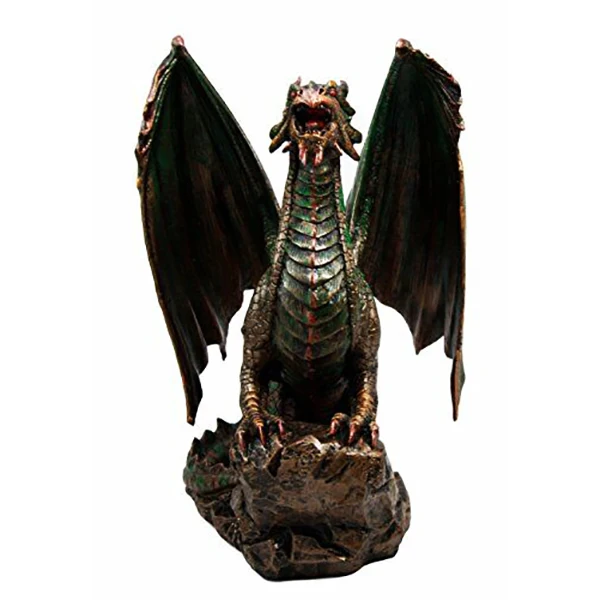Wholesale handmade animal figurines custom crafted for home decor unique resin bronze dragon standing on rock figurines