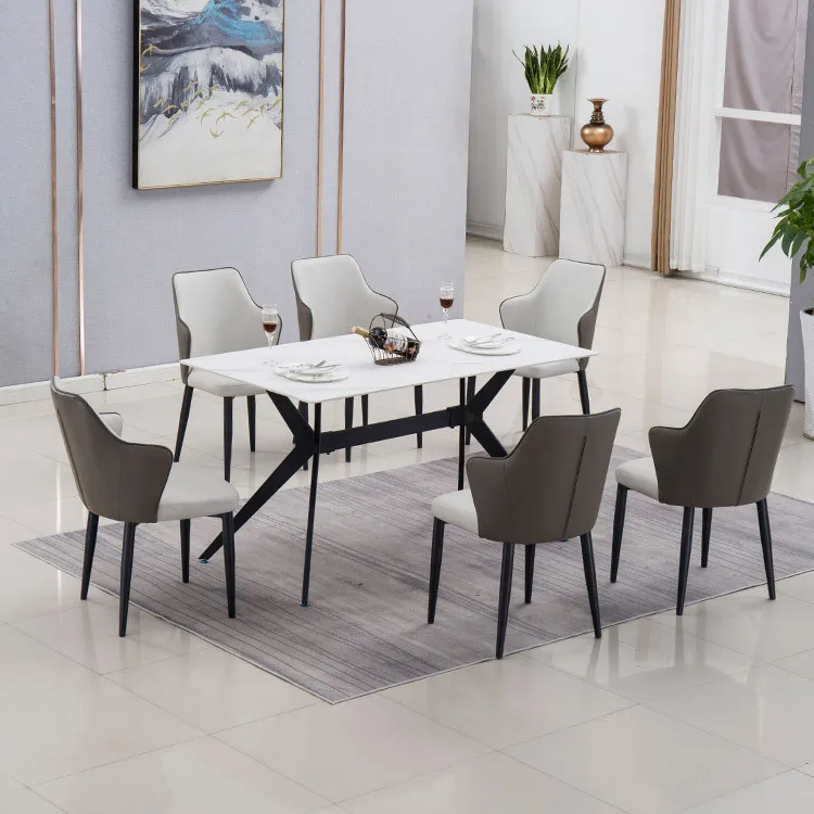 chinese factory wholesale leather material metal legs metal dining chairs accent chair modern dining chair