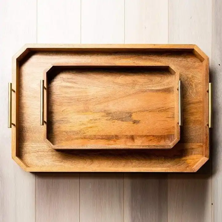 Wooden Handmade Solid Wood Tray with Hidden Holding stand for Home and Restaurant very useful serving tray