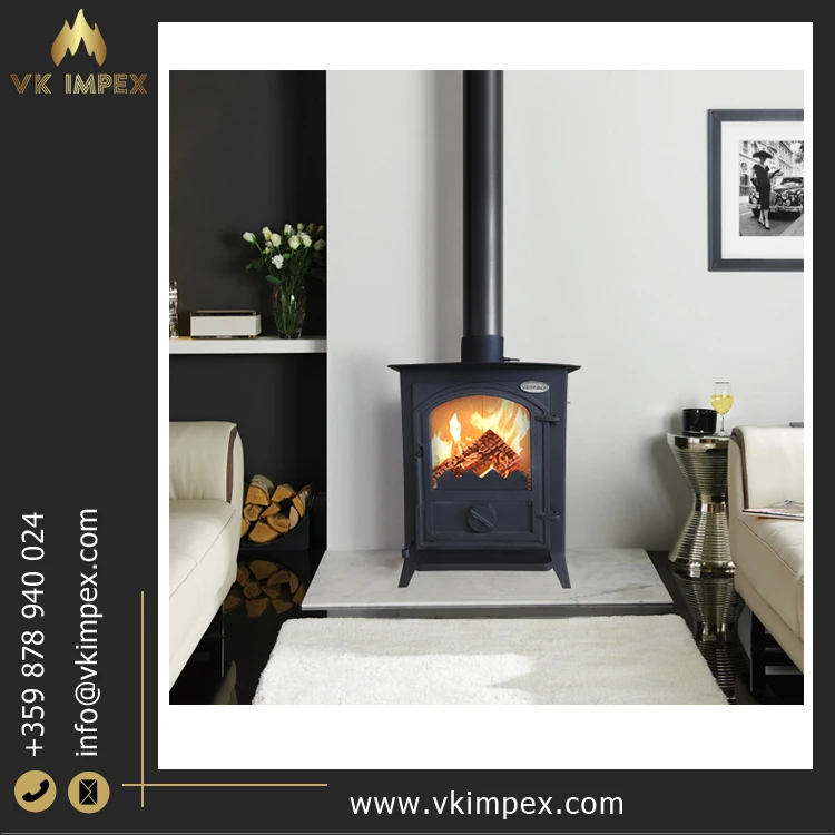 Unique Design Excellent Quality Cast Iron Door 7.5kW Nominal Heat Efficiency Wood Burning Solid Fuel Fireplaces from Bulgaria