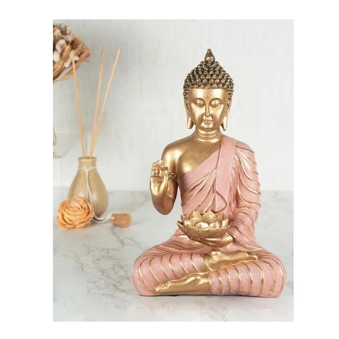 Handmade Blue Polyresin Gautama Buddha Statue Art Style Export Quality Sculpture for Home and Garden Decoration