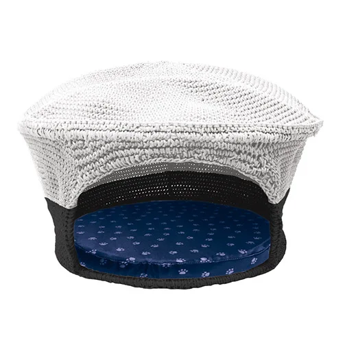 Pet house made from pp yarn crocheted Handmade light blue PP yarn hands knitting basket crochet basket kit for Pet