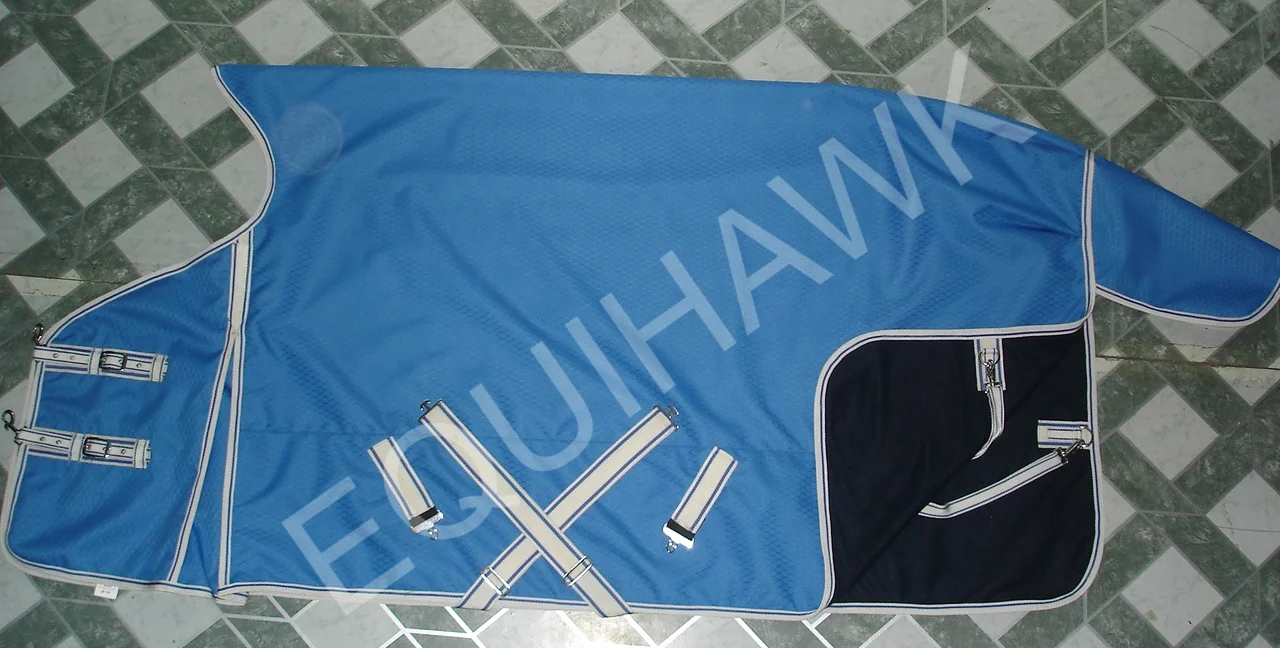 Top Selling Summer Horse Rug 1680 DNR Matty Waterproof with Polyfill inside and Taffeta Lining Cross Surcingle Leg Staps