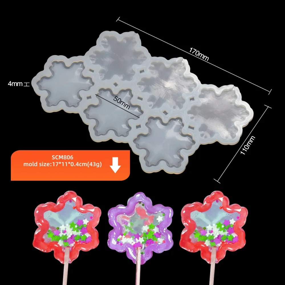 1PC Cartoon Lollipop Silicone Mold Snowflake Handmade Candy Mould Cake Decorating DIY Making Tool