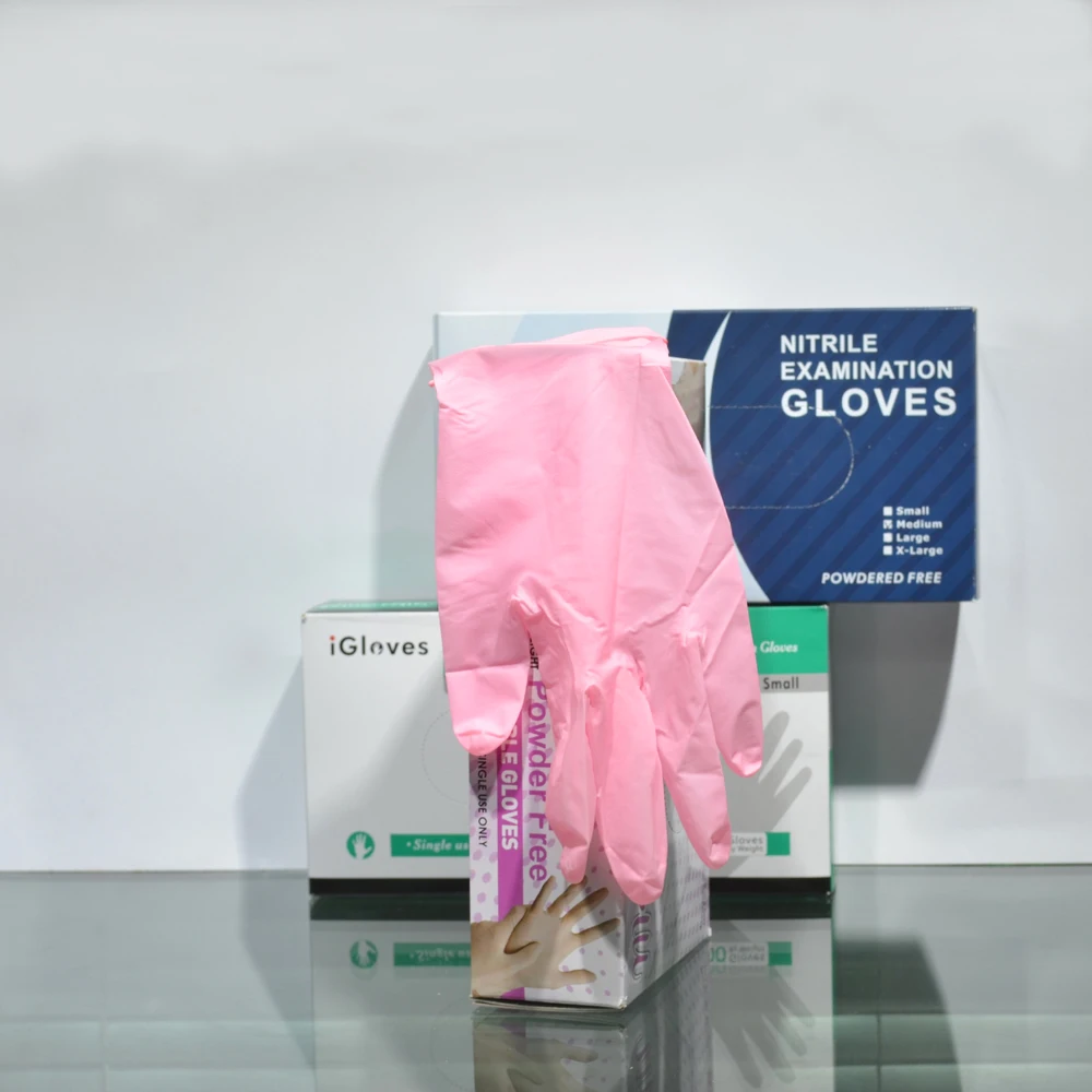 Hot Selling Pink Nitrile Glovees 100% Nitrile Disposable Glovees Latex Free Nitrile Examination Glovees Powder Free