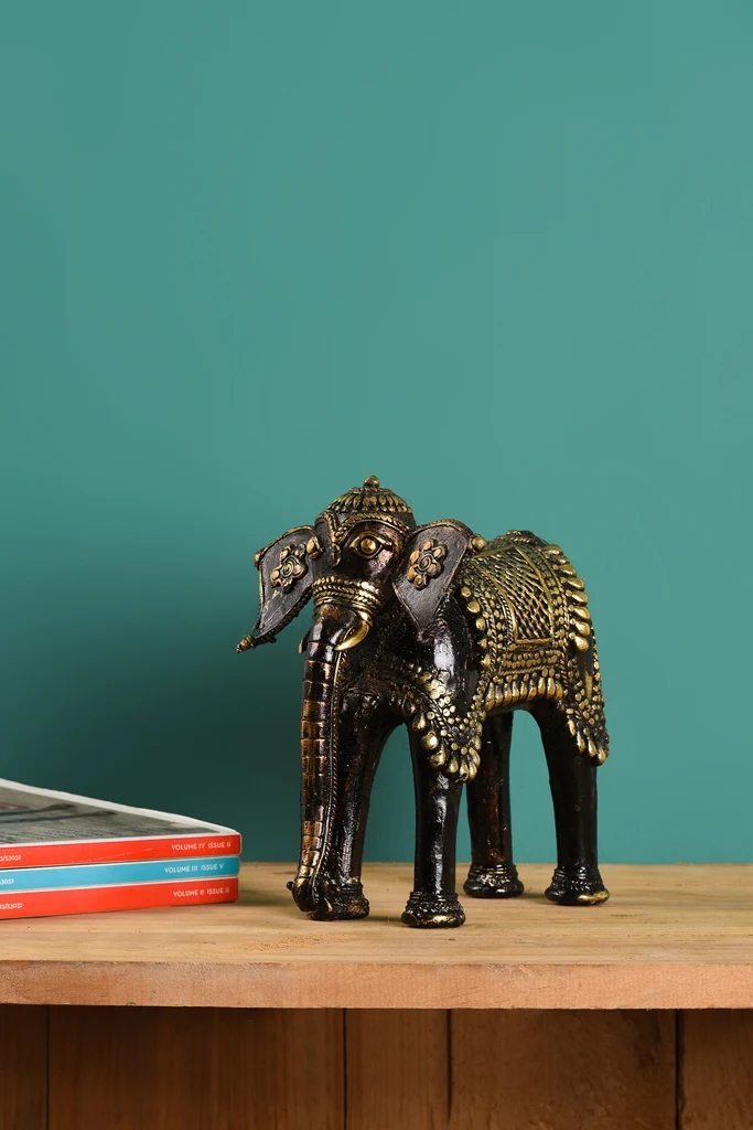 Brass Dhokra Art Elephant  Handcrafted Statue