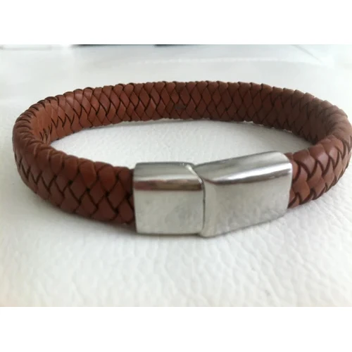 Multilayer Braided Rope Handmade Leather Bracelet with Custom Stainless Steel Accessories Leather Bracelet for Men