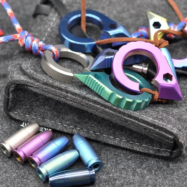 Customized GR5 Titanium copper break window  EDC tool multifunctional gear