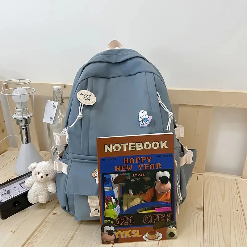 Large Capacity Candy Color Waterproof Cute Canvas Student Bags Kawaii School  Backpack