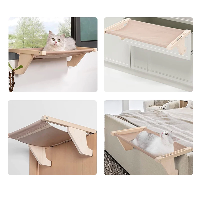 Customizable Cordless Cat Window Lock Hammock Bed for Winter and Summer No Suction No Drilling Cat Perches Holds Up to 40lbs