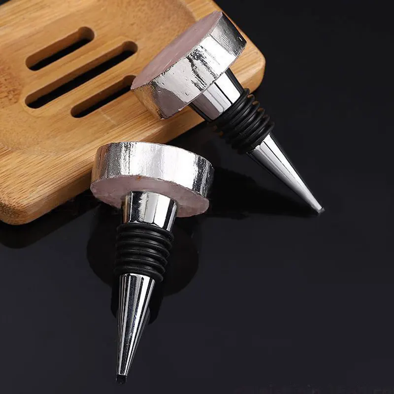 Luxurious Pink Wedding Metal Sparkling Festice Crystal Bottle Cork Wine Stopper Custom