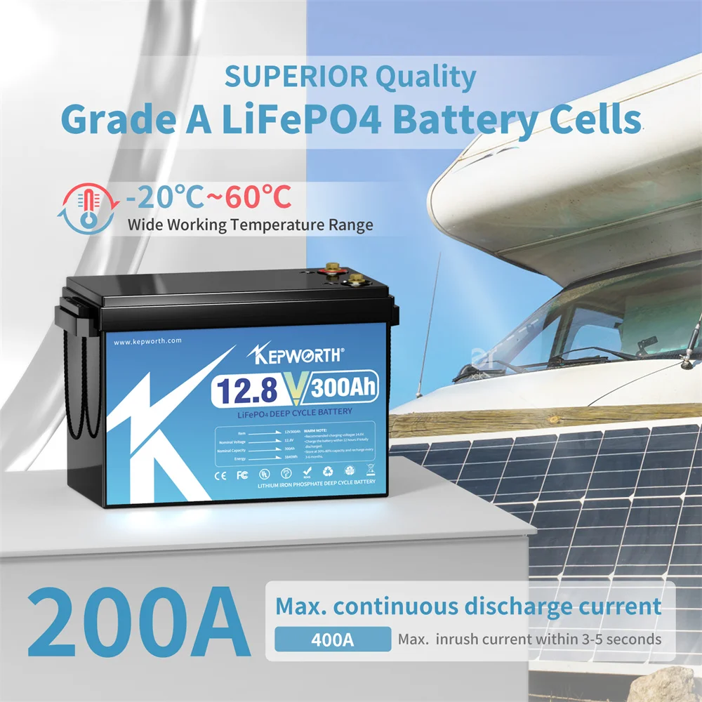 Deep Cycle Solar Inverter Battery 12v 300ah Lifepo4 Battery Pack Lithium 24V 150Ah Lithium Ion Battery For Camper Van / RV