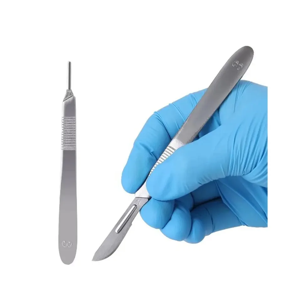 Хирургический скальпель высшего качества со стальными ручками для общей хирургии хирургический Скальпель студентов инструмент С одноразовым лезвием