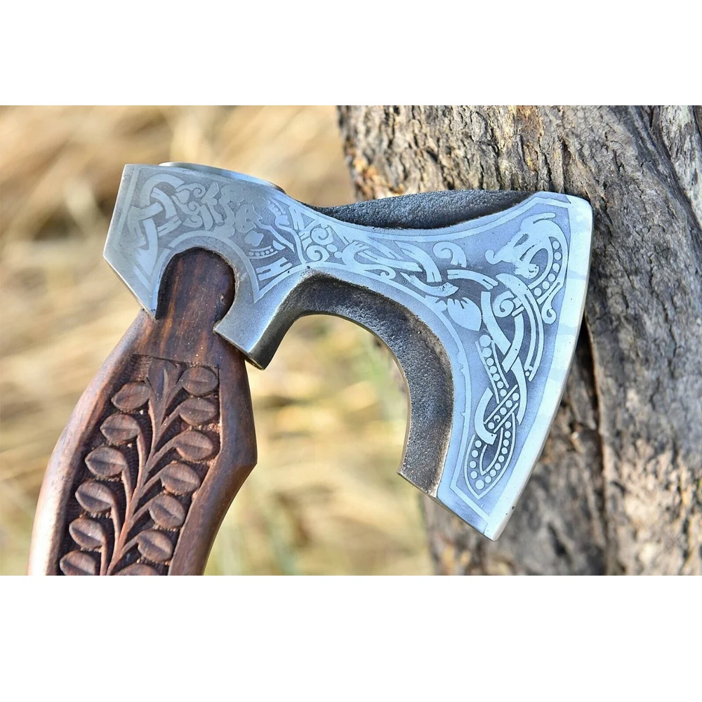 Beautiful Damascus Steel Axe with Rose Wood handle | Premium Quality Handmade Damascus Steel axe | High Quality Damascus Steel