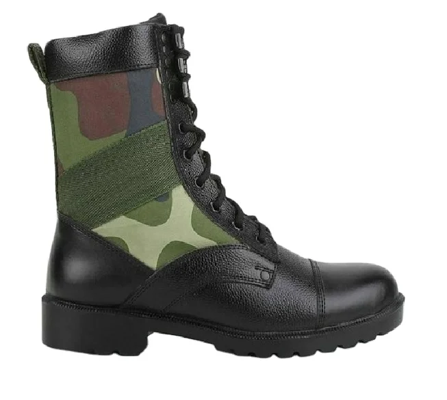 Super Quality Leather and Oxford Upper Black Winter Waterproof Leather Shoes Combat High Top Security Tactical Boots for mens