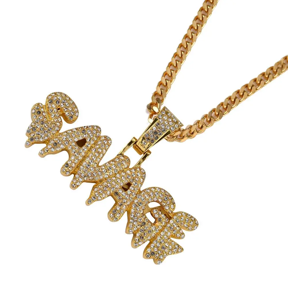 SAVAGE Fashion Hip Hop Jewelry Trendy Natural Diamonds Certified Gold Pendant Curb Chain Necklace For Mens Gift